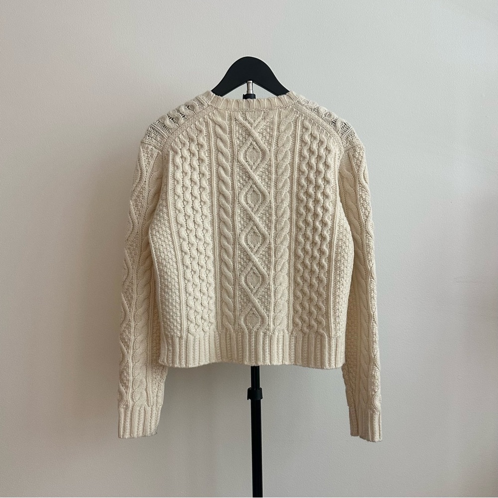 Polo Ralph Lauren Aran-Knit Wool-Alpaca Cable Crewneck Sweater Cream Size XS - Picture 2 of 4